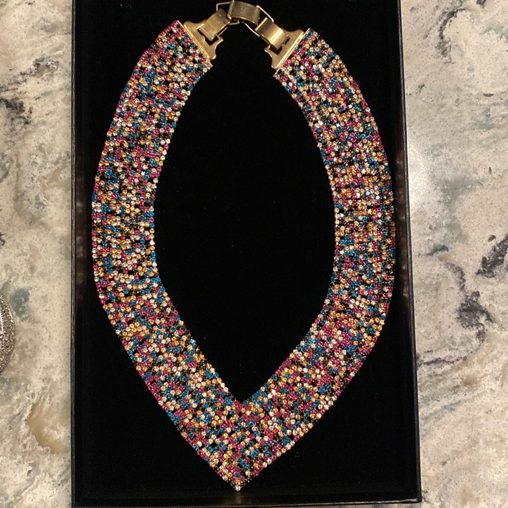 Pave crystal, multi colored necklace